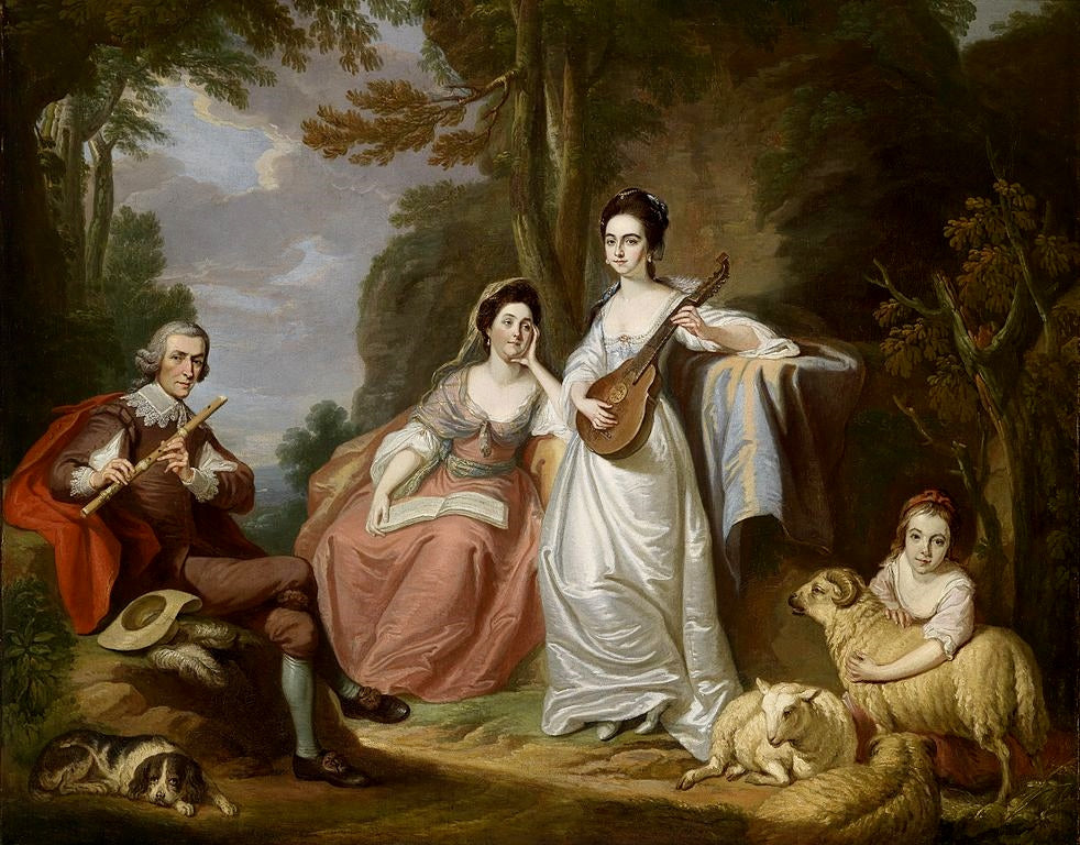 Portrait of the Burdett family, vintage artwork by Robert Edge Pine, 12x8" (A4) Poster
