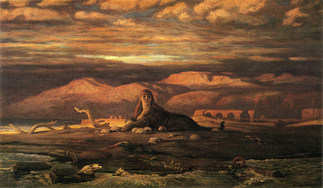 The Sphinx of the Seashore, vintage artwork by Elihu Vedder, 12x8" (A4) Poster