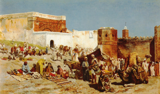 Open Market, Morocco, vintage artwork by Edwin Lord Weeks, 12x8" (A4) Poster