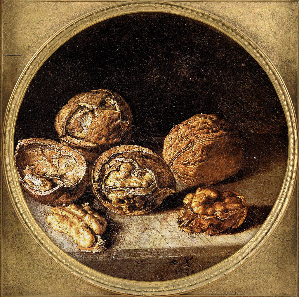 Still Life with Walnuts, vintage artwork by Antonio de Pereda, 12x8" (A4) Poster