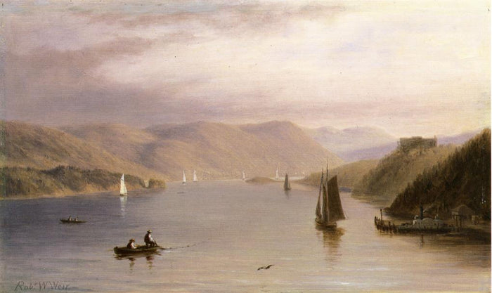 Hudson River, Looking South from West Point, vintage artwork by Robert Walter Weir, A3 (16x12