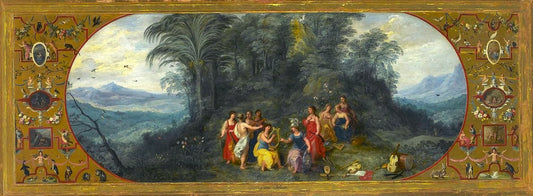 Minerva among the Muses, vintage artwork by Hendrick van Balen, 12x8" (A4) Poster