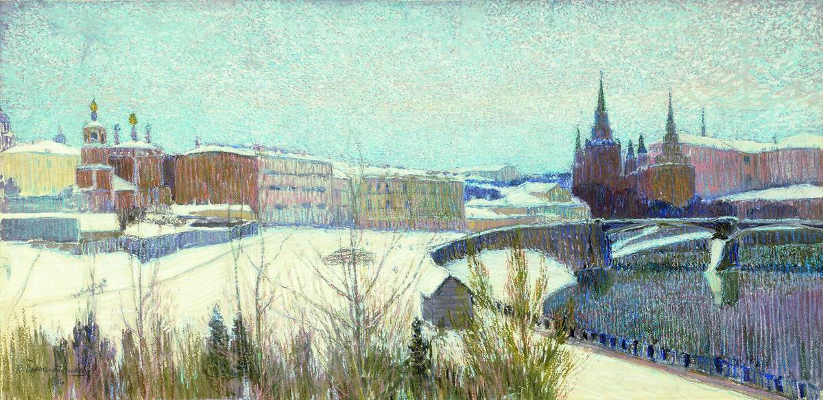 Moscow, vintage artwork by Vasily Perepletchikov, 12x8" (A4) Poster