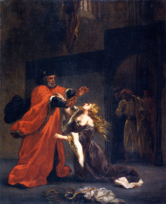 Desdemona Cursed by  Her Father, vintage artwork by Eugène Delacroix, A3 (16x12") Poster Print
