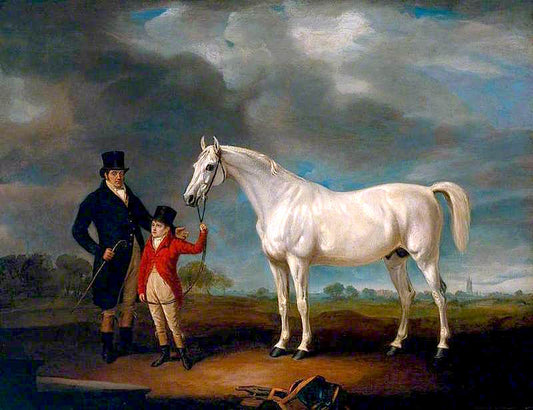 Mr Powell and his Son, with Norton, a Grey Hunter, vintage artwork by John E. Ferneley, Sr, 12x8" (A4) Poster
