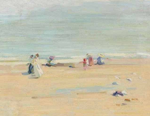 An English Beach, vintage artwork by Helen Galloway McNicoll, 12x8" (A4) Poster