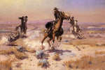 At Rope's End, vintage artwork by Charles Marion Russell, 12x8" (A4) Poster