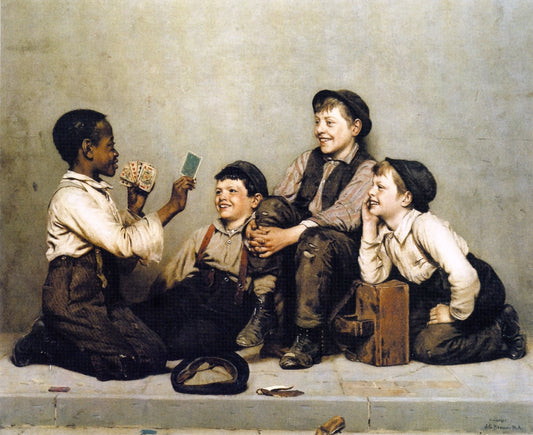 A Card Trick, vintage artwork by John George Brown, 12x8" (A4) Poster