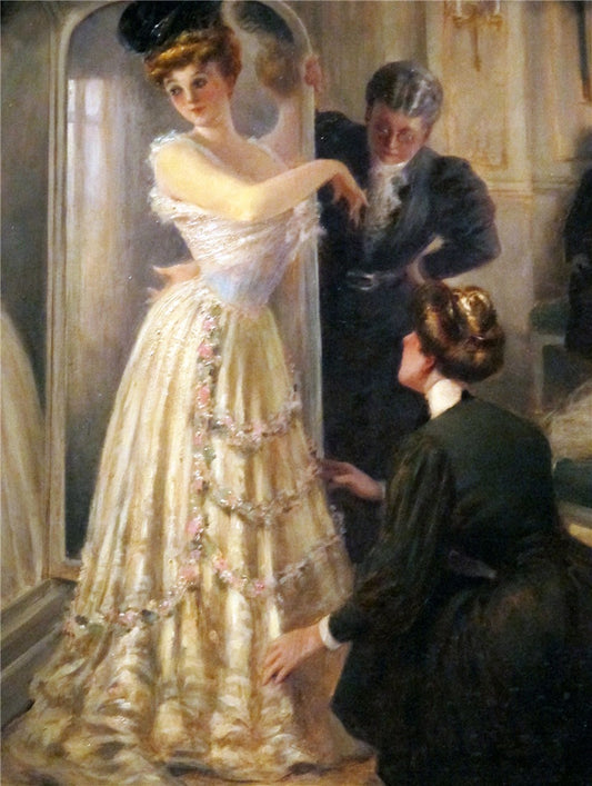 L'essayage, vintage artwork by Albert Guillaume, 12x8" (A4) Poster