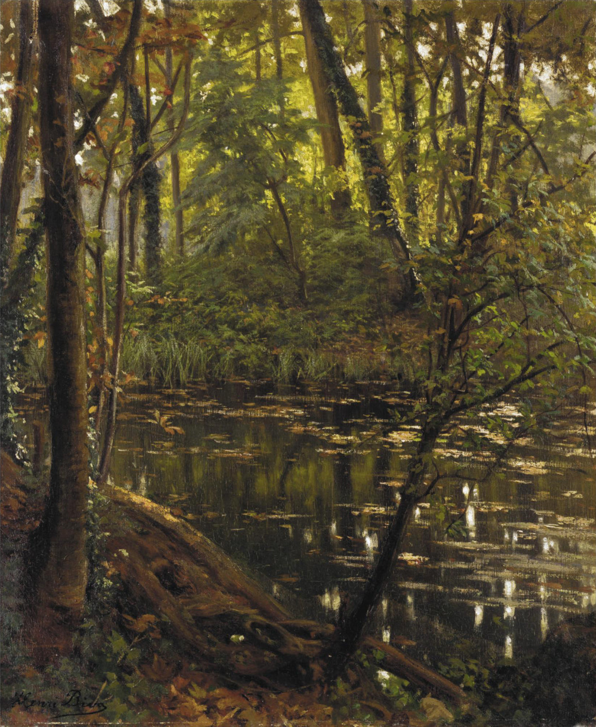 Rivère en soue bois, vintage artwork by Henri Biva, 12x8" (A4) Poster