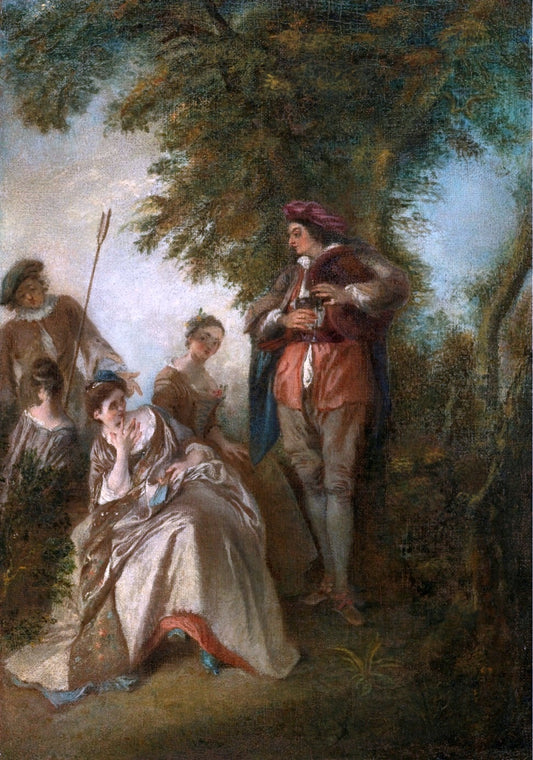 A Lover's Heart Is Subject to Change its Mind, vintage artwork by Nicolas Lancret, 12x8" (A4) Poster