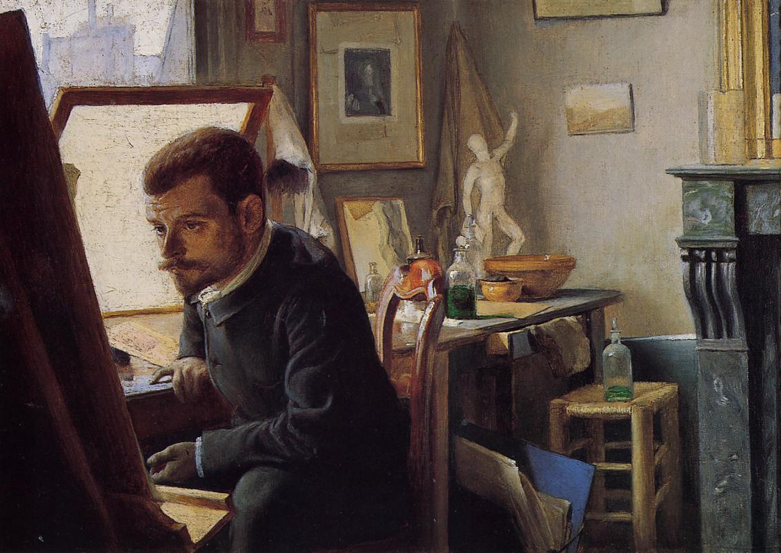 Felix Jasinski in His Printmaking Studio, vintage artwork by Felix Vallotton, 12x8" (A4) Poster