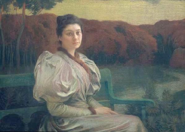 Portrait of Louise Galtier-Boissiere by Emile Rene Menard,A3(16x12")Poster