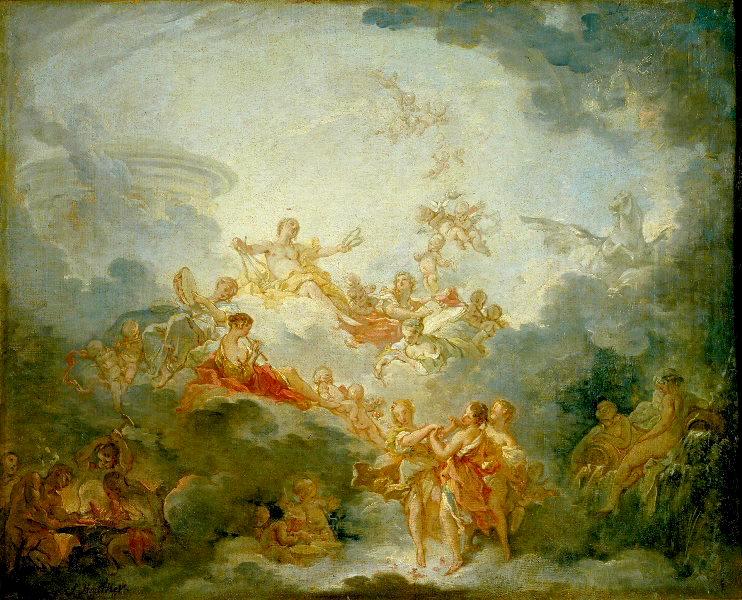 Apollo Crowning the Arts, vintage artwork by François Boucher, 12x8" (A4) Poster