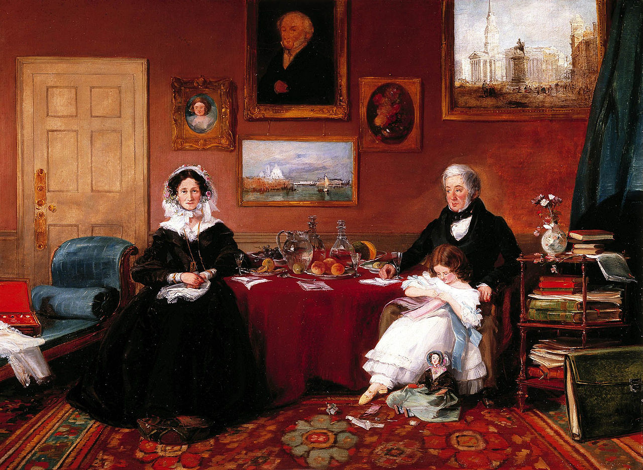 The Langford Family in their Drawing Room, vintage artwork by James Holland, A3 (16x12") Poster Print