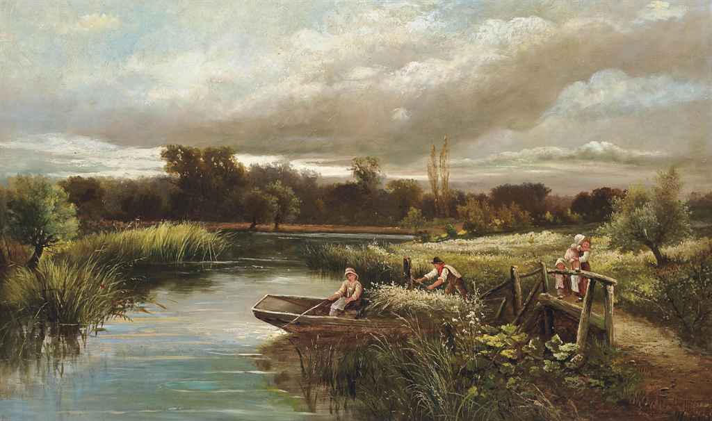 The reed cutter's family, vintage artwork by John Clayton Adams, 12x8" (A4) Poster