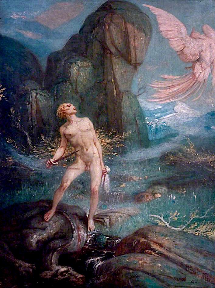 Siegfried and the Magic Bird, vintage artwork by Charles S. Ricketts, 12x8" (A4) Poster