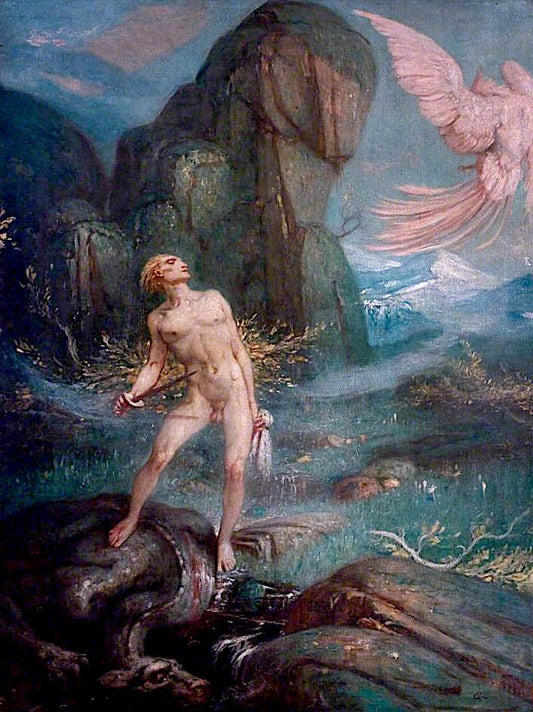 Siegfried and the Magic Bird, vintage artwork by Charles S. Ricketts, 12x8" (A4) Poster