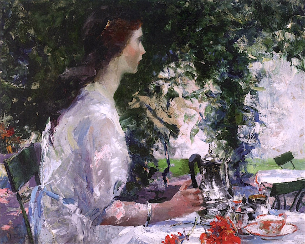 Tea Time Abroad, vintage artwork by Annie Traquair Lang, 12x8" (A4) Poster