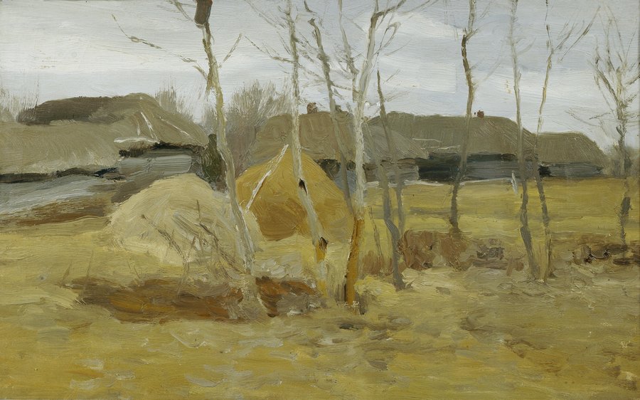 Autumn. Haystacks, vintage artwork by Alexei Stepanov, 12x8" (A4) Poster