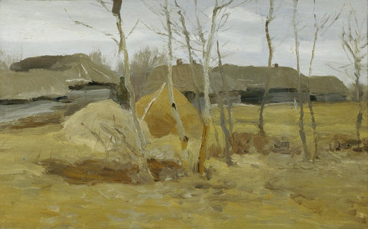 Autumn. Haystacks, vintage artwork by Alexei Stepanov, 12x8" (A4) Poster