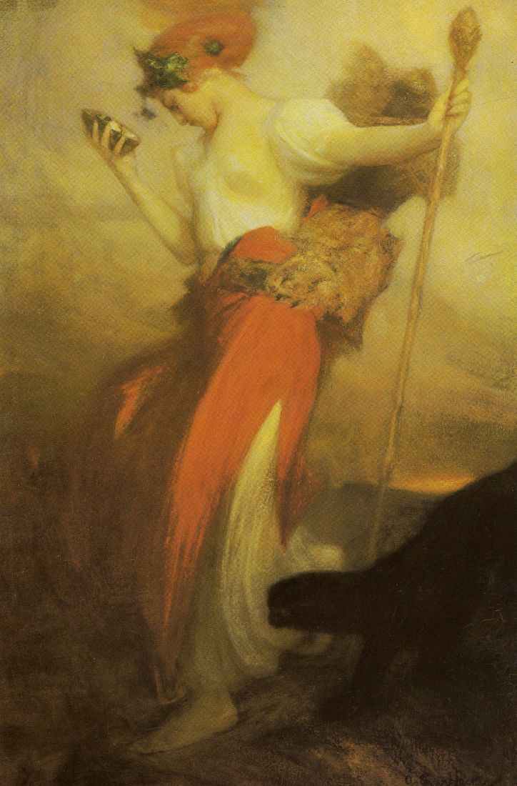 Bacchante, vintage artwork by Arthur Hacker, 12x8" (A4) Poster