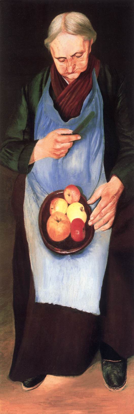 Old Woman Peeling Apple, vintage artwork by Tivadar Csontvary Kosztka, 12x8" (A4) Poster