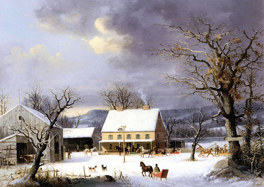 To Hartford - IX Miles, vintage artwork by George Henry Durrie, A3 (16x12") Poster Print