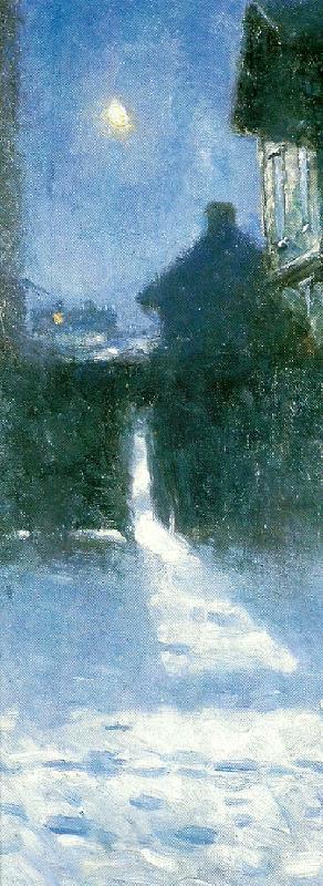 Winter Evening in Varberg, vintage artwork by Nils Kreuger, 12x8" (A4) Poster