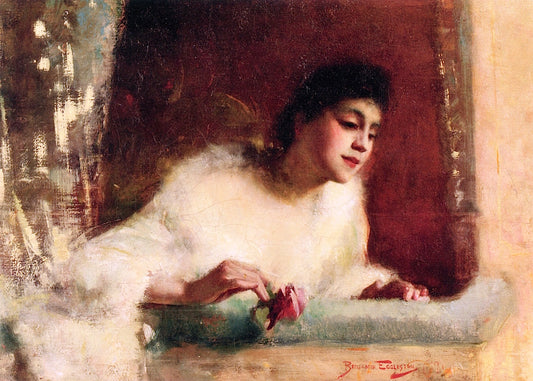 Young Woman in a Theater Box by Benjamin Osro Eggleston,A3(16x12")Poster