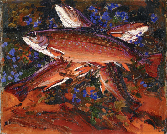 Autumn, Three Trout, vintage artwork by Tom Thomson, 12x8" (A4) Poster
