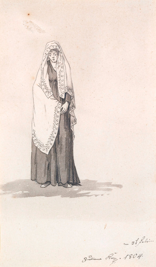Lady with a Shawl, vintage artwork by Caspar David Friedrich, 12x8" (A4) Poster