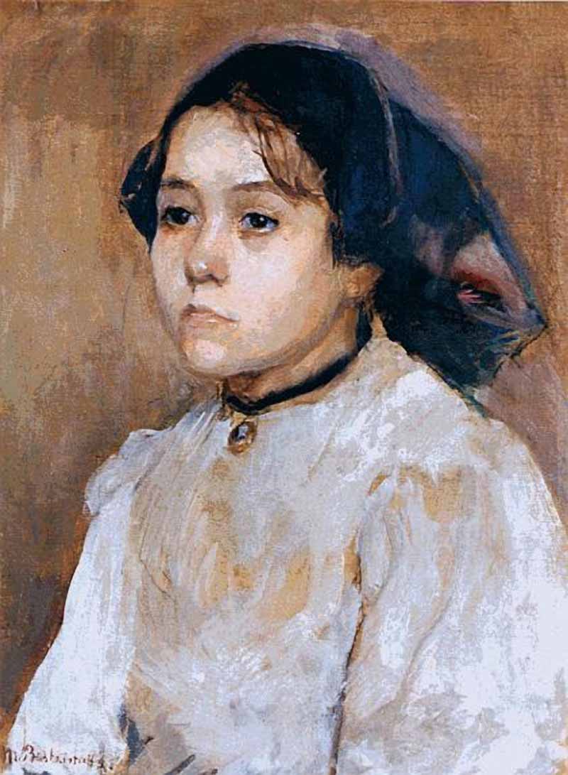 Portrait of a young girl, vintage artwork by Marie Bashkirtseff, 12x8" (A4) Poster