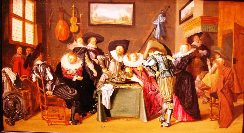 The Merry Company, vintage artwork by Dirck Hals, 12x8" (A4) Poster