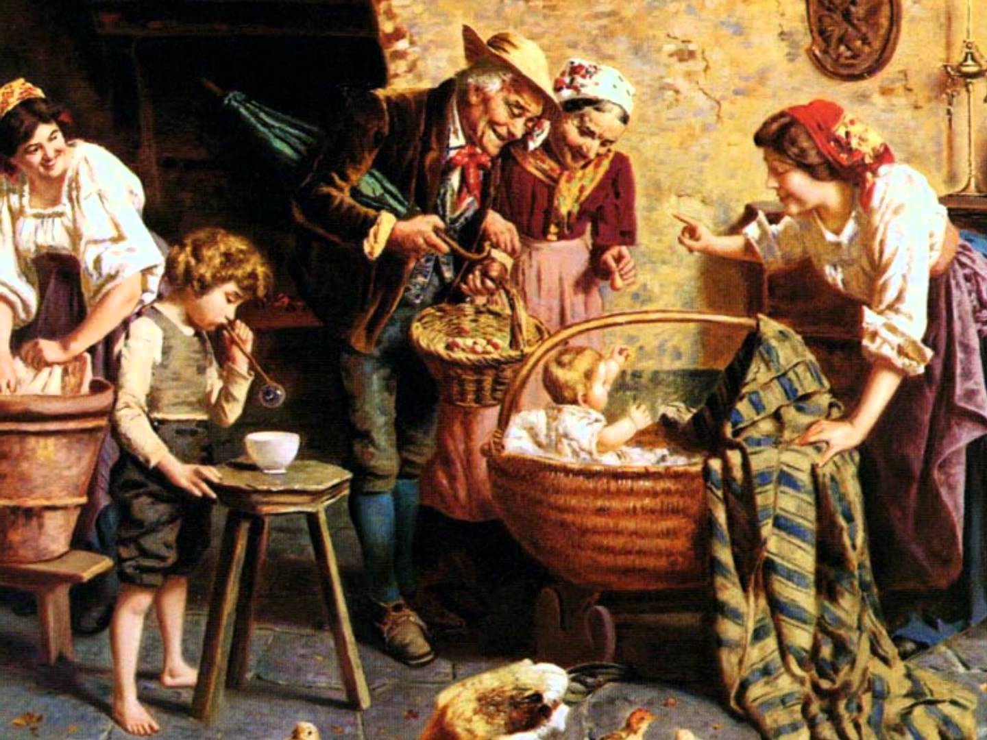 Grandparent's visit by Eugenio Zampighi,A3(16x12")Poster