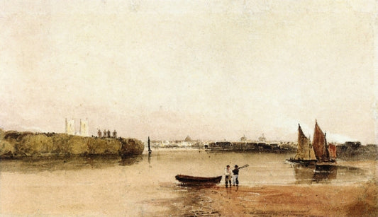 A View of Westminster from Battersea, vintage artwork by Peter de Wint, A3 (16x12") Poster Print