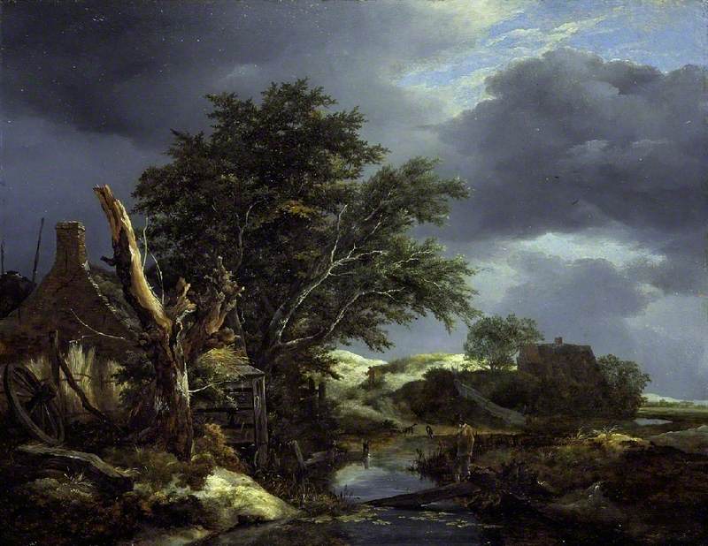 Landscape with a Blasted Tree, vintage artwork by Jacob van Ruisdael, 12x8" (A4) Poster