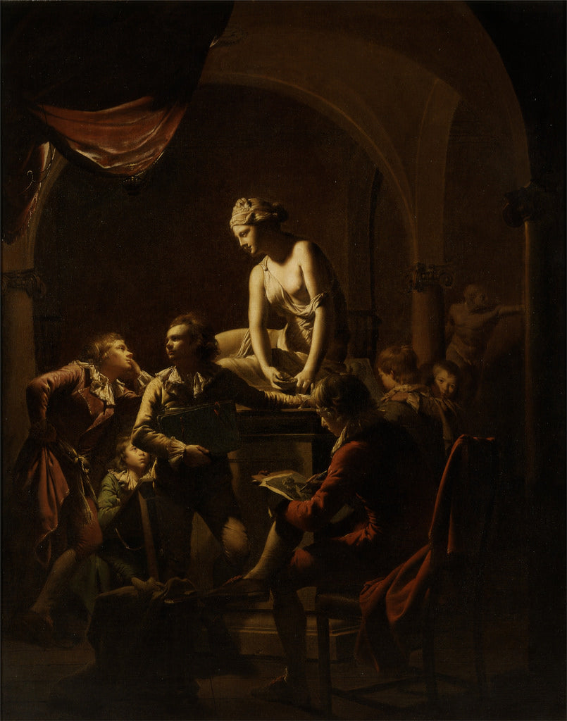 Academy by  Lamplight, vintage artwork by Joseph Wright of Derby , 12x8" (A4) Poster