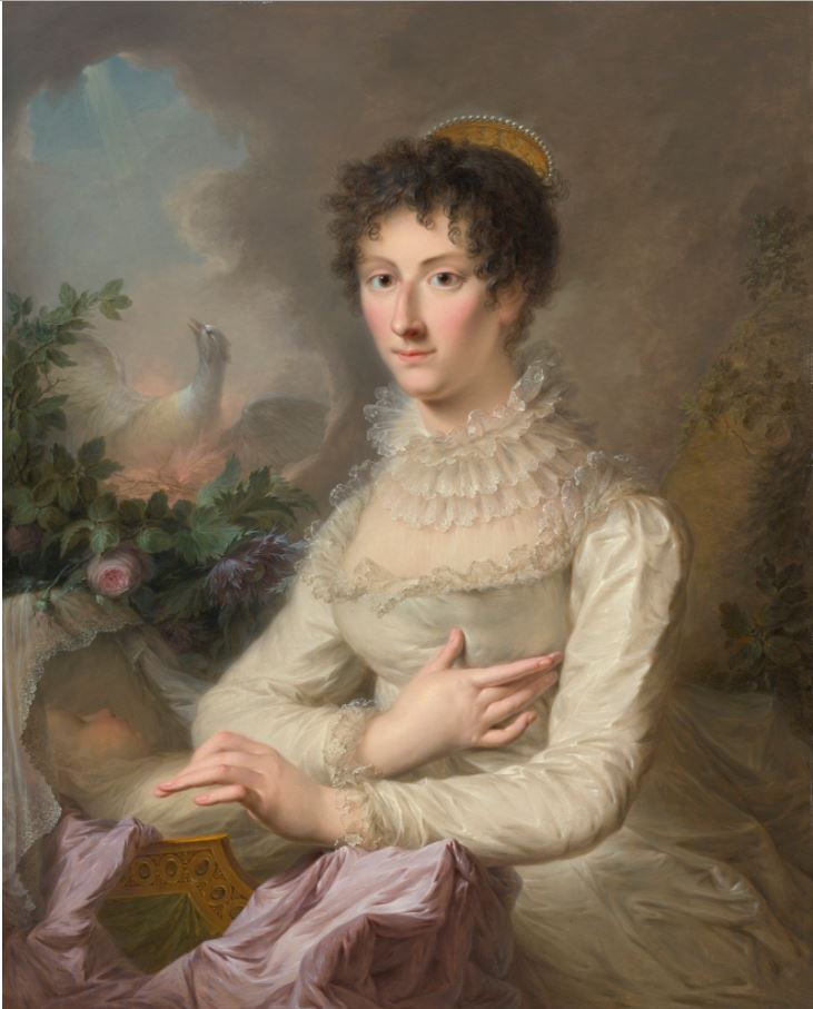 Portrait of a Lady with Her Infant Child, vintage artwork by Luis Paret y Alcazar, 12x8" (A4) Poster