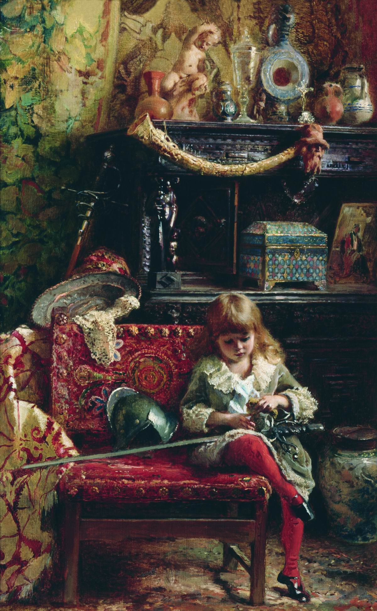 The Artist's Son in the Studio, vintage artwork by Konstantin Yegorovich Makovsky, 12x8" (A4) Poster