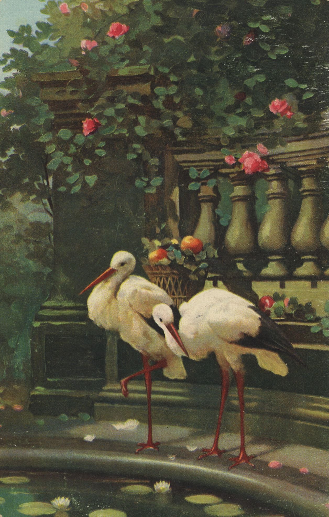 Herons at the pool, vintage artwork by Philippe Rousseau, A3 (16x12") Poster Print