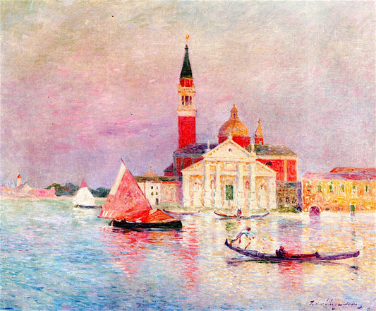 San Giorgia, Venice, vintage artwork by Ferdinand du Puigaudeau, 12x8" (A4) Poster