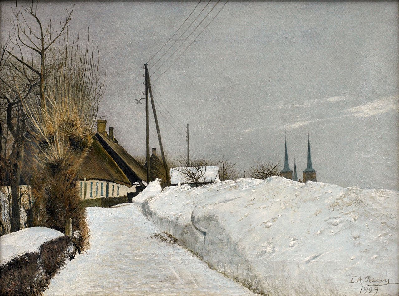 Winter Day in Roskilde by Lauritz Andersen (L.A.) Ring,A3(16x12")Poster