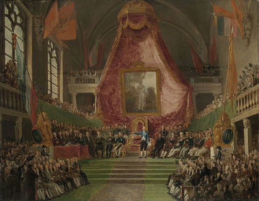 The solemn installation of the University of Ghent by  the Prince of Orange, vintage artwork by Mattheus Ignatius van Bree, 12x8" (A4) Poster