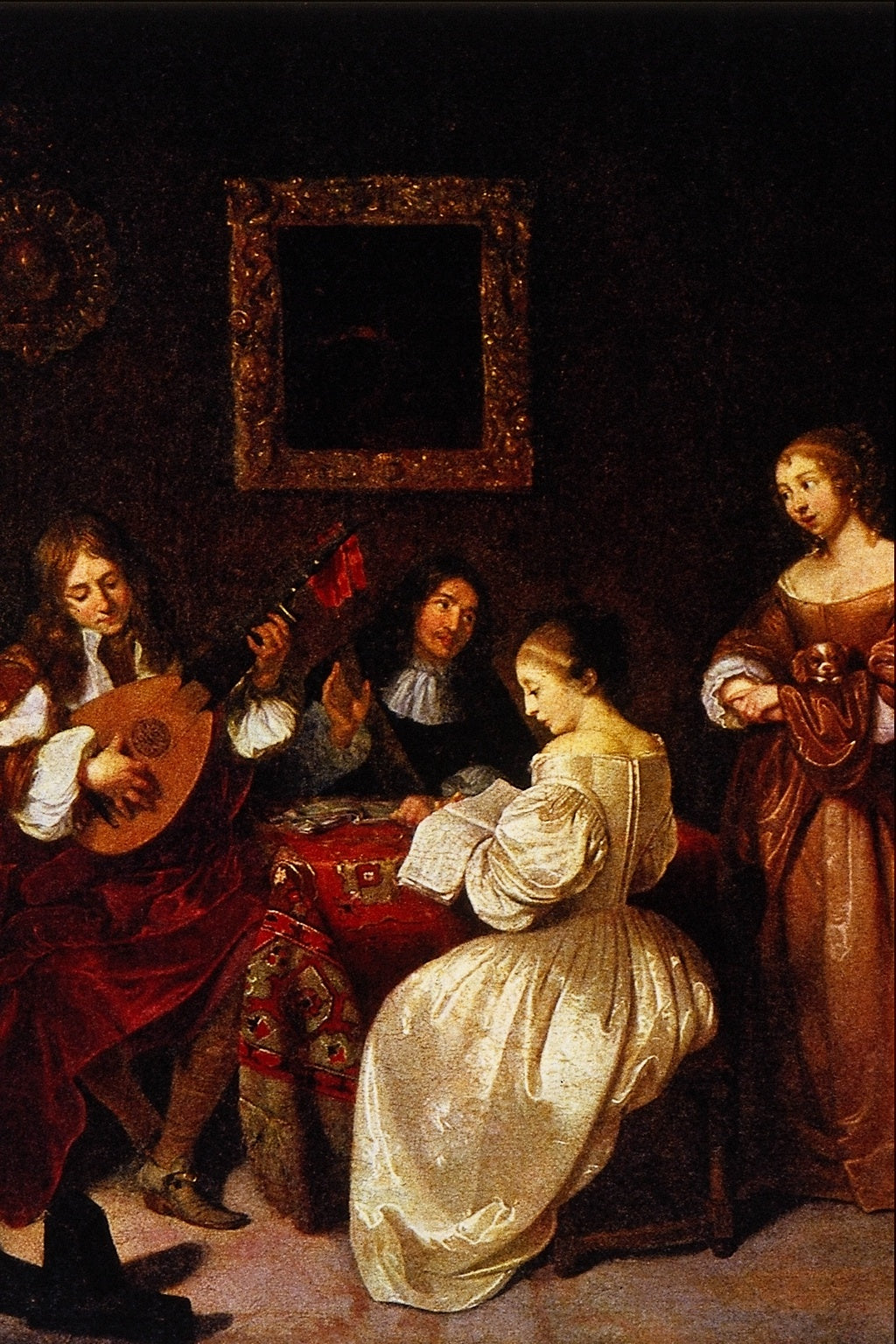 A Musical Evening, vintage artwork by Caspar Netscher, 12x8" (A4) Poster