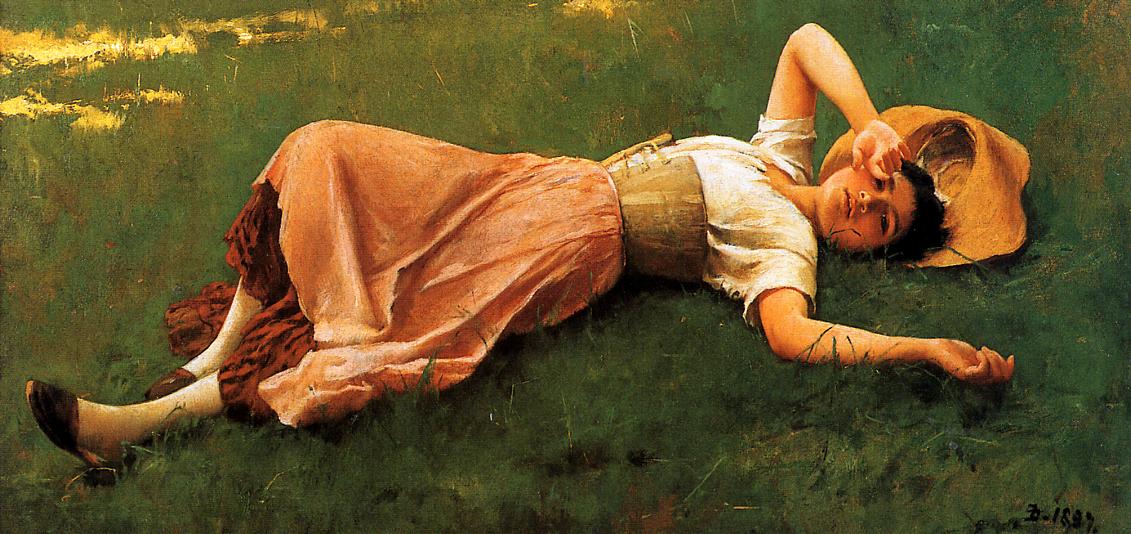 Siesta, Number Two, vintage artwork by Frank Duveneck, 12x8" (A4) Poster