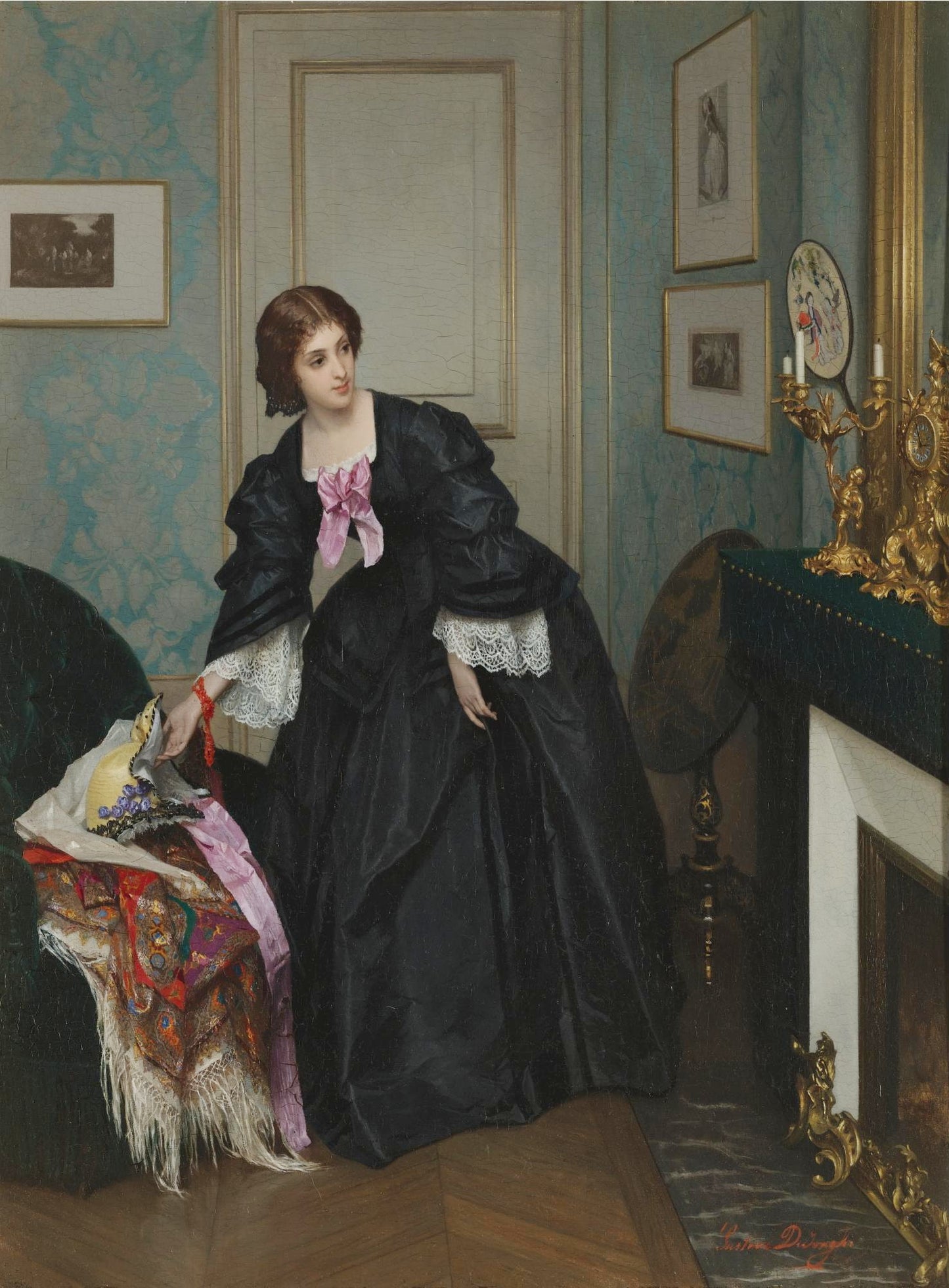 Look at the time, vintage artwork by Gustave-Leonard de Jonghe, 12x8" (A4) Poster