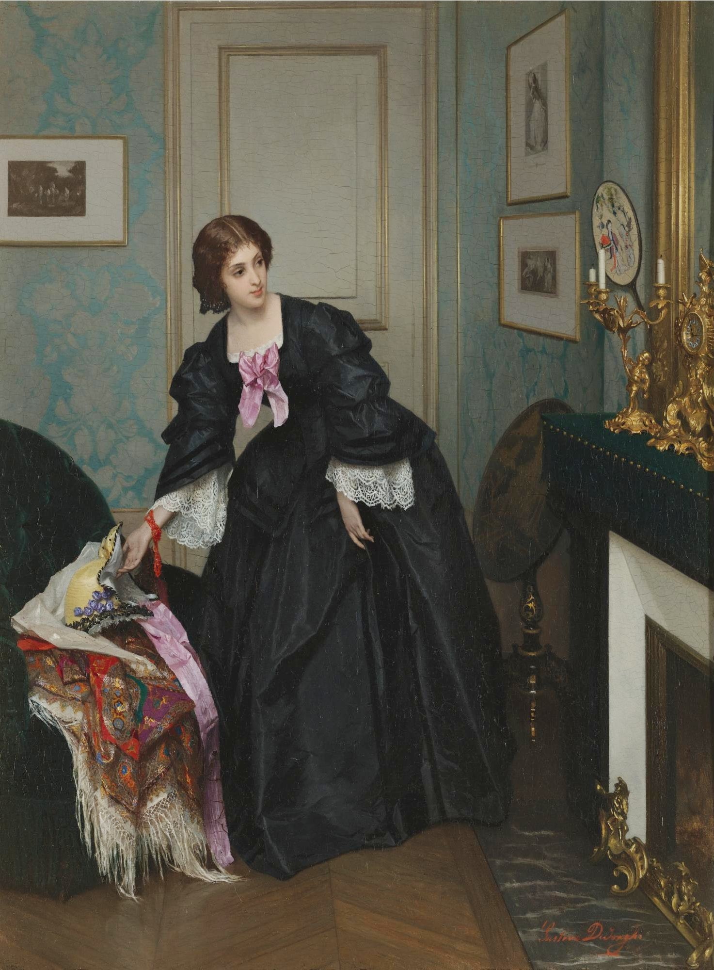 Look at the time, vintage artwork by Gustave-Leonard de Jonghe, 12x8" (A4) Poster