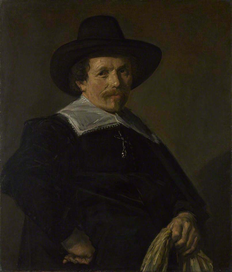 Man Holding Gloves, vintage artwork by Frans Hals, 12x8" (A4) Poster