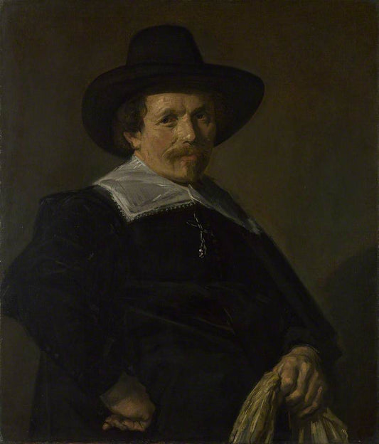 Man Holding Gloves, vintage artwork by Frans Hals, 12x8" (A4) Poster